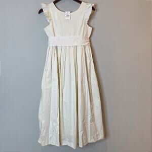 J.Crew Flutter Sleeve Maxi Dress Cotton Sateen Bow Special Occasion BI927 Ivory